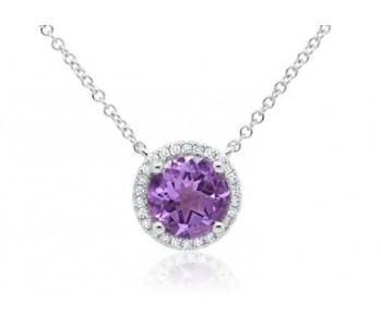 Diamond and Amethyst Pendant Necklace