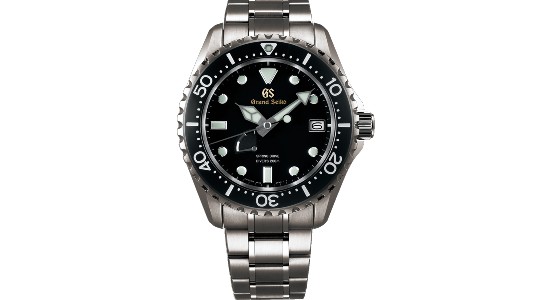 A black and titanium dive watch by Grand Seiko, available at Heller Jewelers.