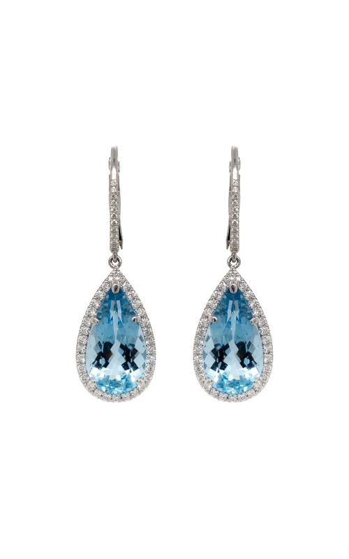 Elegant teardrop earrings with sparkling blue gemstones.