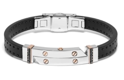 Baraka Rubber Bracelet with Stainless Steel & Black Diamonds