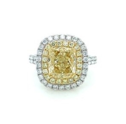 Yellow Double Halo Diamond Engagement Ring