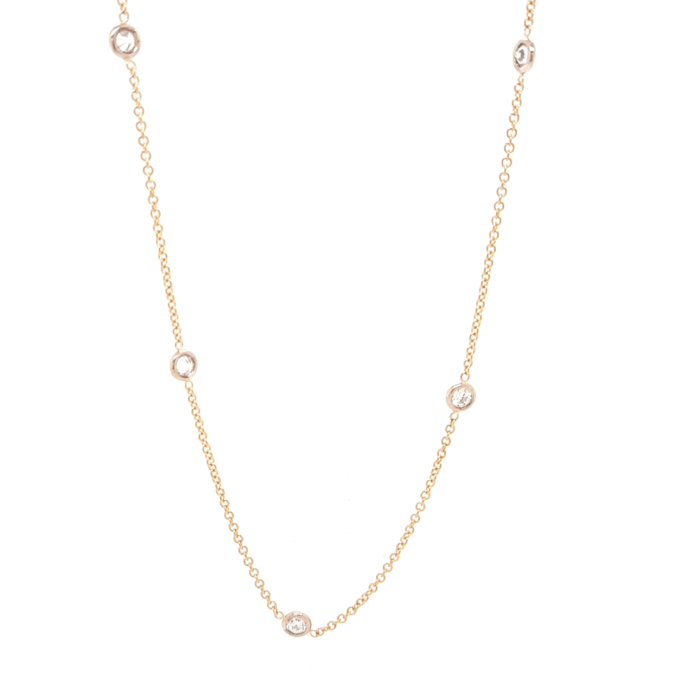 Fancy Champagne Diamond By The Yard Necklace 36 Inch 1.00 Carat 14k Yellow  Gold Long Necklace Handmade