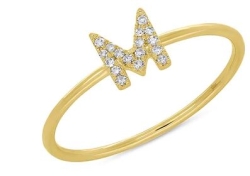 Diamond Initial 'M' Fashion Ring
