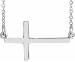 Sterling Silver Sideways Cross Necklace 16-18'