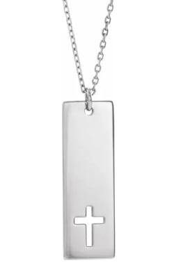 Sterling Silver Pierced Cross Bar 16-18' Necklace