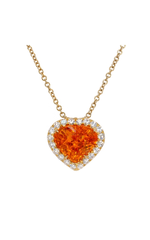 Orange Garnet & Diamond Heart Necklace