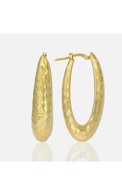 Oval Hammer Finished Chunky Hoop Earrings