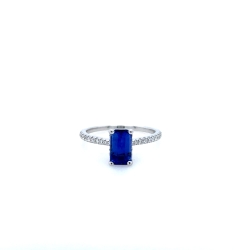Sapphire & Diamond Halfway Fashion Ring