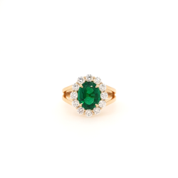Emerald & Diamond Halo Fashion Ring