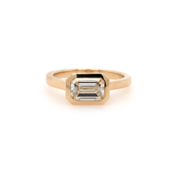 Yellow 14 Karat Engagement Ring With Emerald Cut Diamond