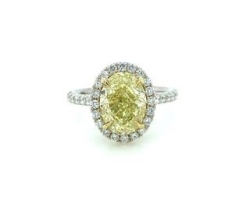 Yellow Diamond w/ Diamond Halo & Half Shank Engagement Ring