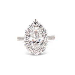 White 18 Karat Engagement Ring with Pear Shape Diamond