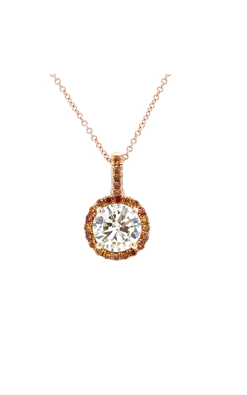 Diamond With Cognac Diamond Halo Necklace