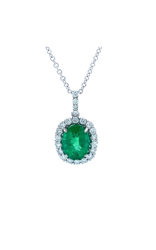 Emerald & Diamond Halo Pendant