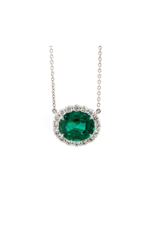 Emerald & Diamond Halo Pendant