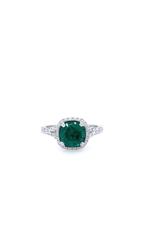 Emerald & Diamond Halo W/ Split Shank Fashion Ring