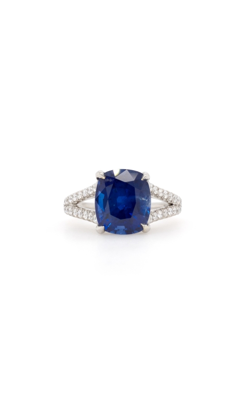 Platinum Sapphire & Diamond Split Shank Ring