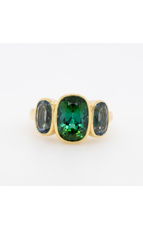 Tourmaline & Aquamarine Three Stone Ring
