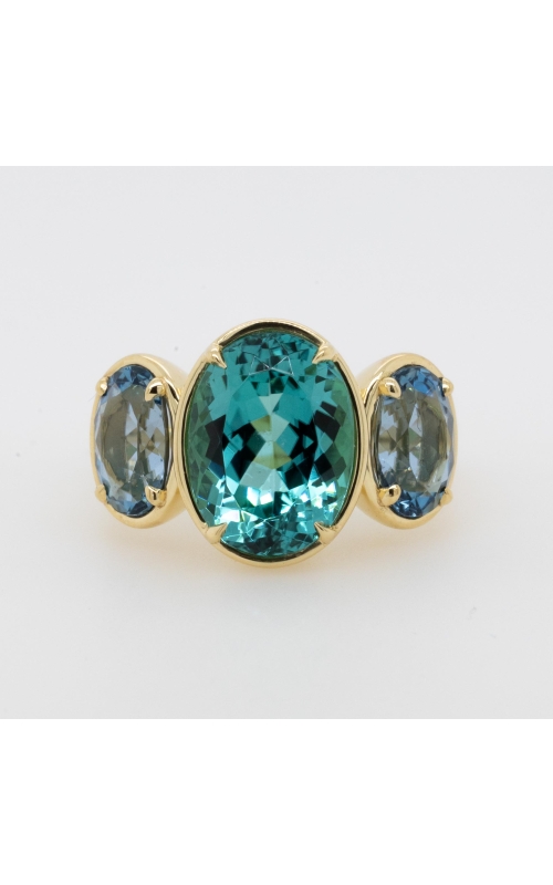 Tourmaline & Aquamarine 3 Stone Ring