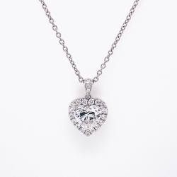 Platinum Diamond Heart Halo Pendant