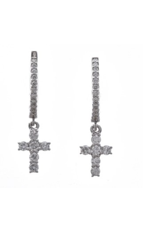 Diamond Drop Cross Earrings