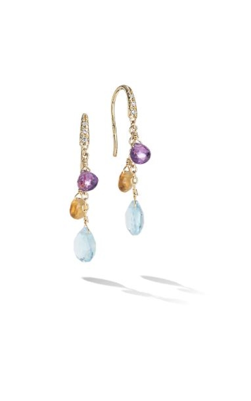 Marco Bicego Paradise Collection 18K Yellow Gold Diamond Topaz and Mixed Gemstone Short Drop Earrings
