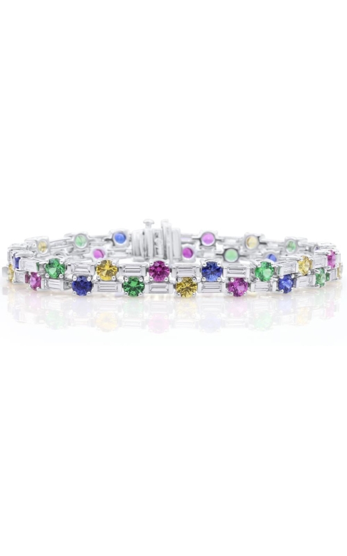 Oscar Heyman Platinum Multi Color Sapphire & Tsavorite & Diamond Bracelet