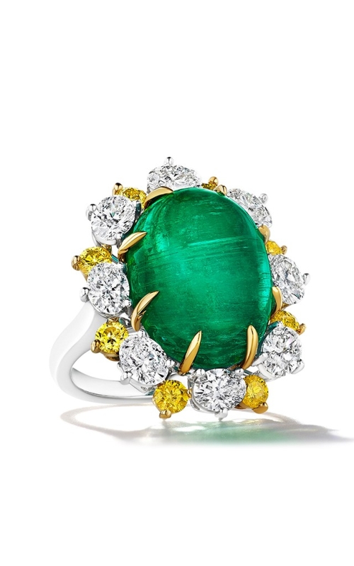 Oscar Heyman Intense Green Emerald & Diamond Ring