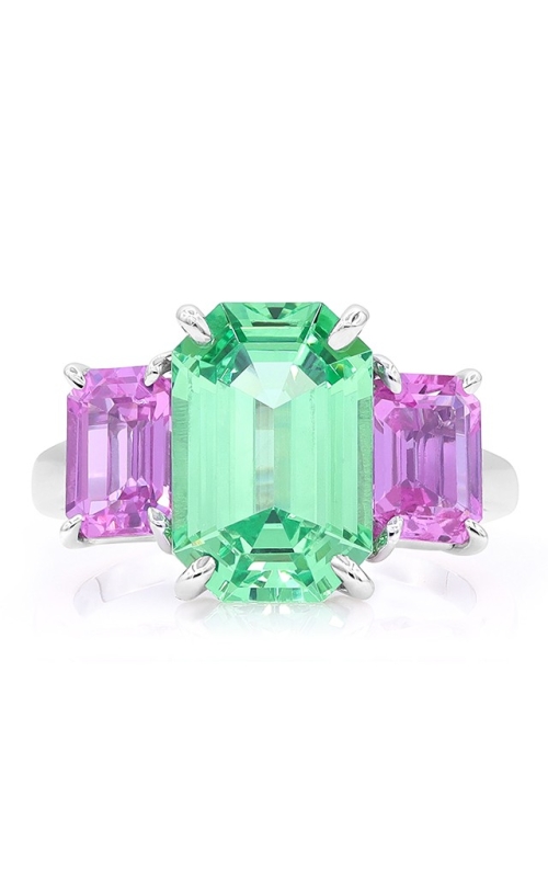 Oscar Heyman Platinum Tsavorite & Pink Sapphire Ring