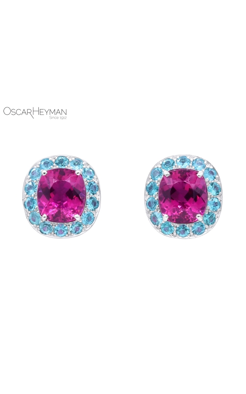 Oscar Heyman Platinum Paraiba Tourmaline Rubellite Earrings