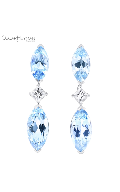 Oscar Heyman Aquamarine & Diamond Earrings