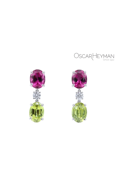 Oscar Heyman Chrysoberyl Rubellite & Diamond Earrings