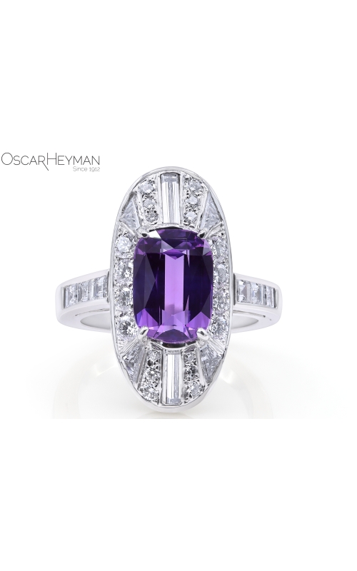 Oscar Heyman Platinum NH Ceylon Purple Sapphire & Diamond Ring
