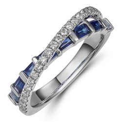 Sapphire & Diamond Criss Cross Fashion Ring
