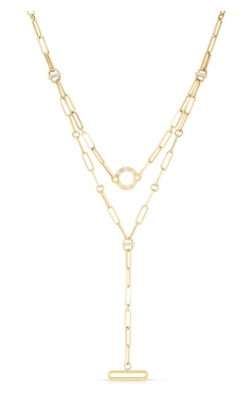 Roberto Coin Diamond Double Dangle Paperclip Necklace