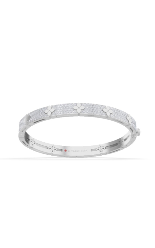 Roberto Coin Love In Verona Pave Diamond & Polished Flower Bangle