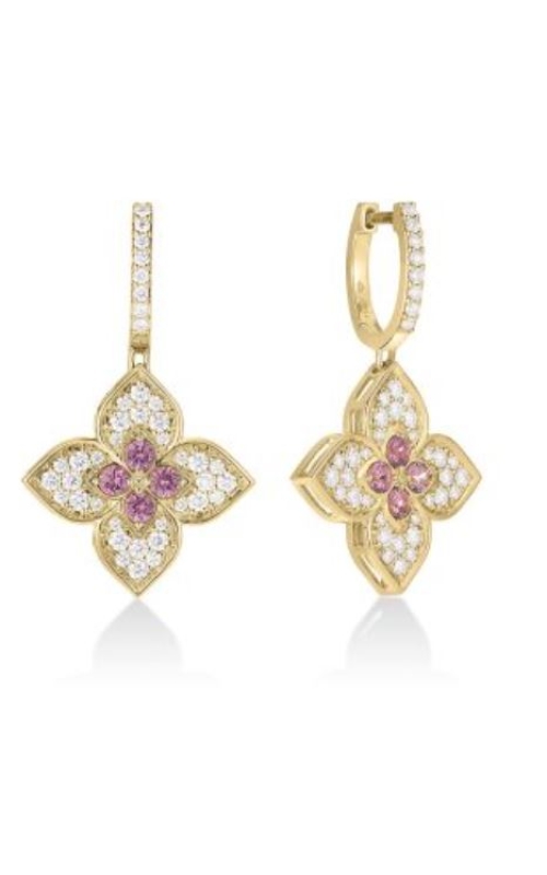 Roberto Coin Venetian Princess Carnival Diamond & Rubellite Flower Drop Earrings