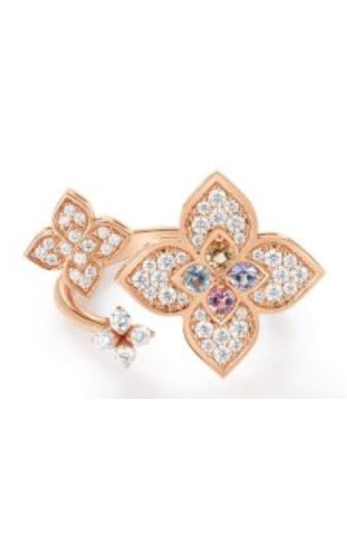 Roberto Coin Venetian Princess Carnival Pave Diamond & Mixed Stones Large Triple Flower Ring