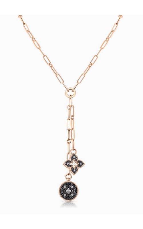 Roberto Coin Venetian Princess Double Medallion Black Diamond Necklace