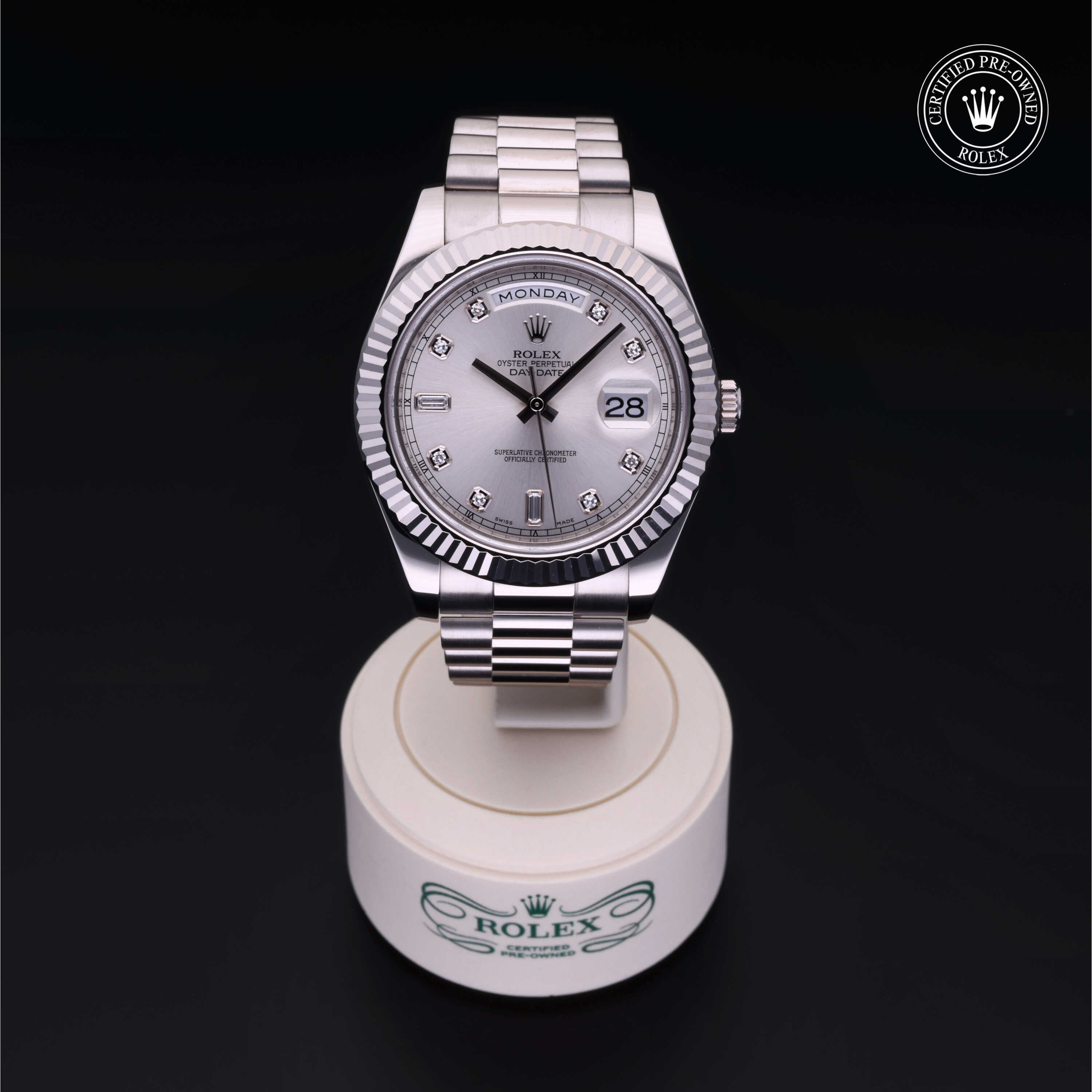 Rolex Day-Date in Gold 18 Carat White M218239-0003 at Heller Jewelers