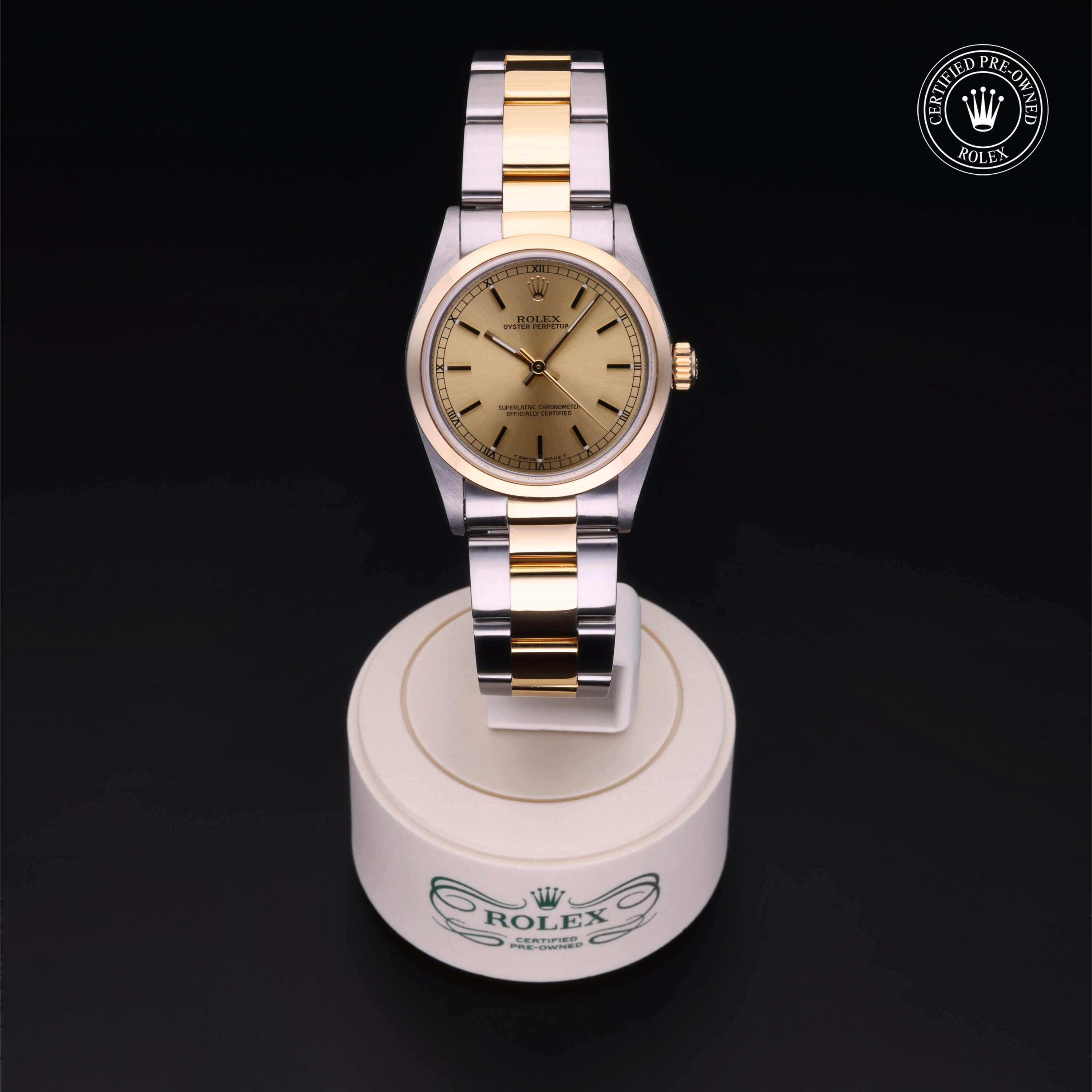 Rolex Oyster Perpetual in Rolesor 18 Carat Yellow M67483-0002 at Heller Jewelers