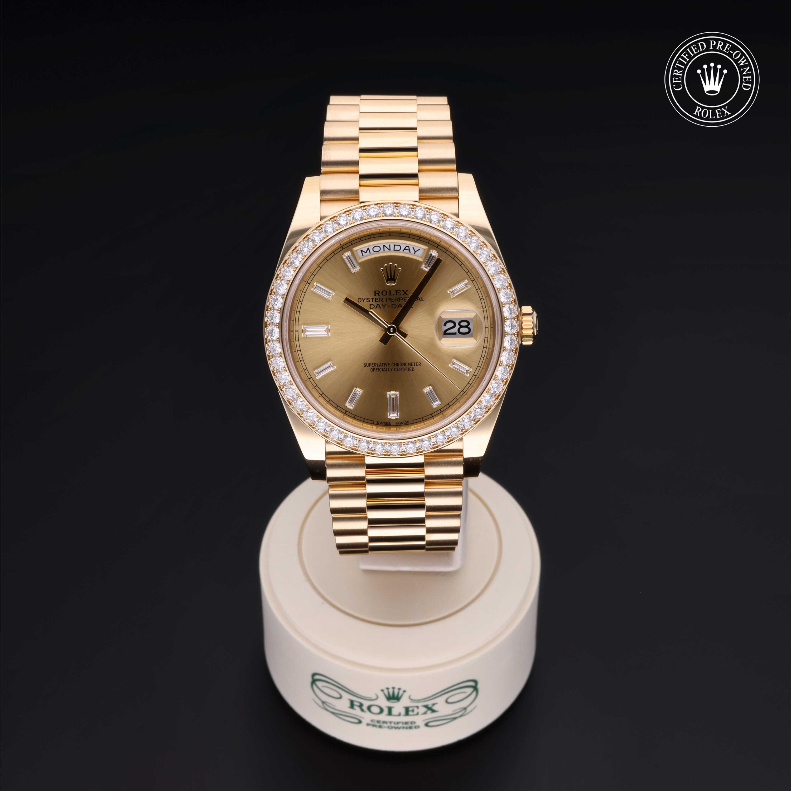 Rolex Day-Date in Gold 18 Carat Yellow M228348RBR-0002 at Heller Jewelers