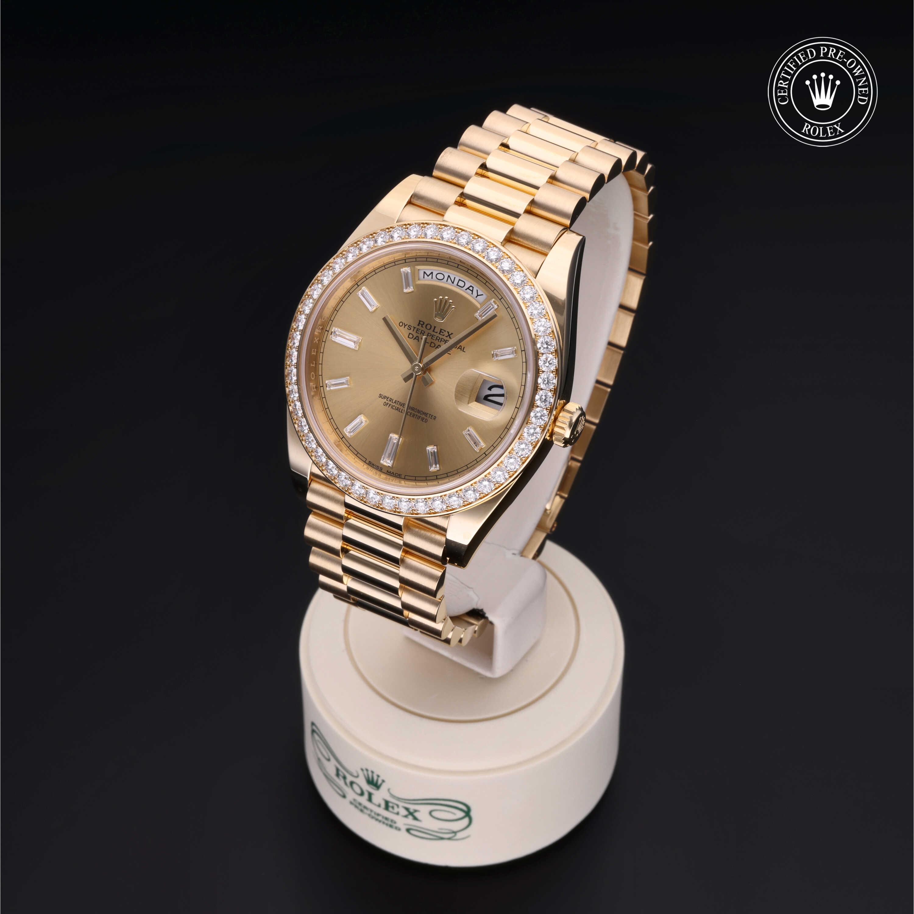 Rolex Day-Date in Gold 18 Carat Yellow M228348RBR-0002 at Heller Jewelers