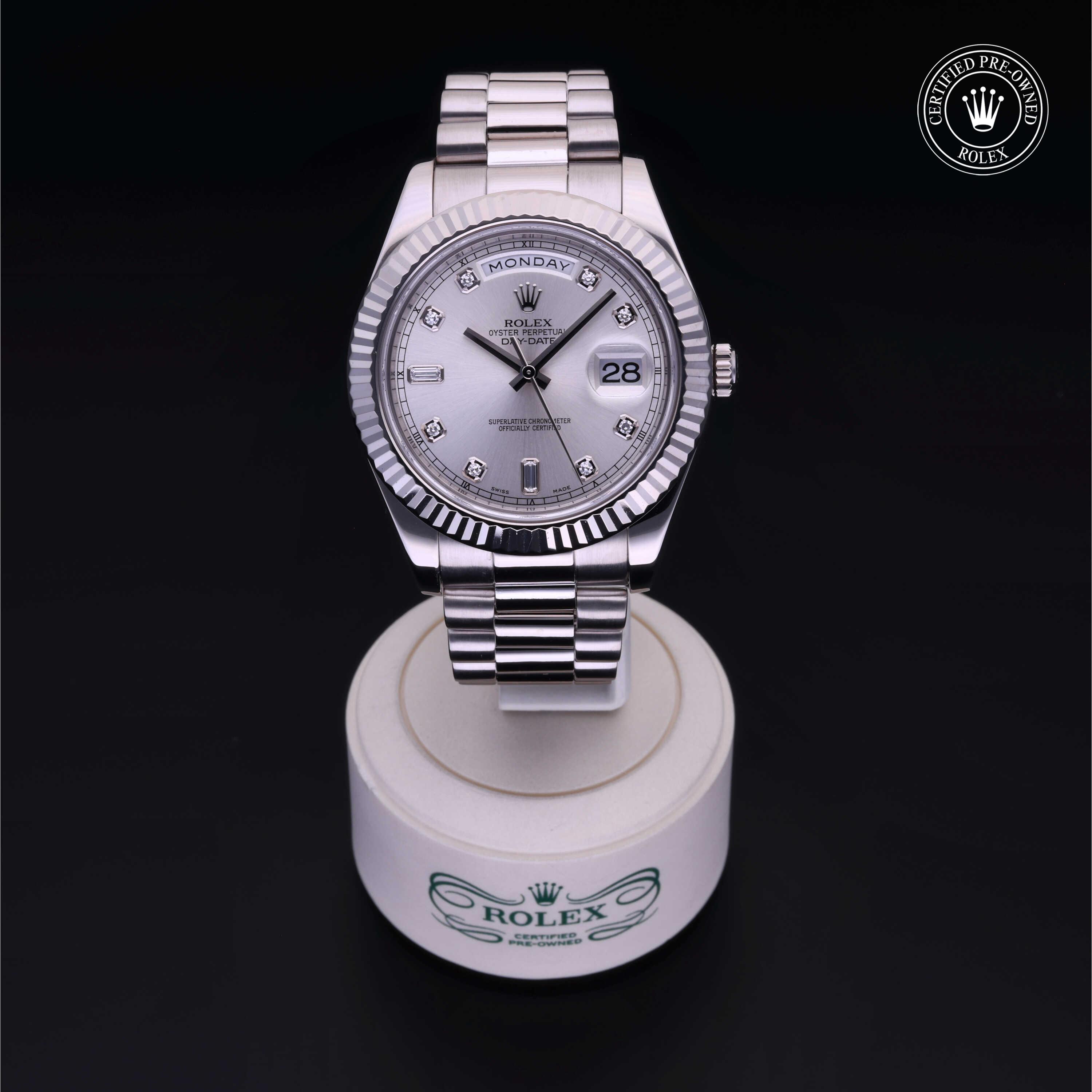 Rolex Day-Date in Gold 18 Carat White M218239-0006 at Heller Jewelers