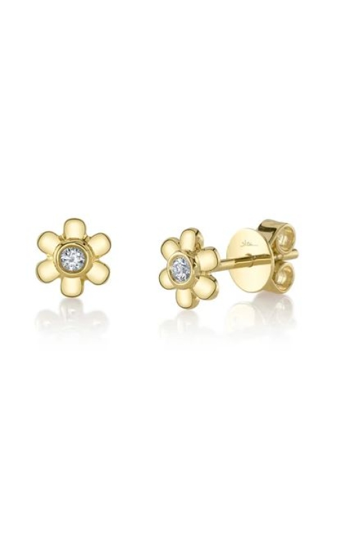 Diamond Bezel Flower Stud Earrings