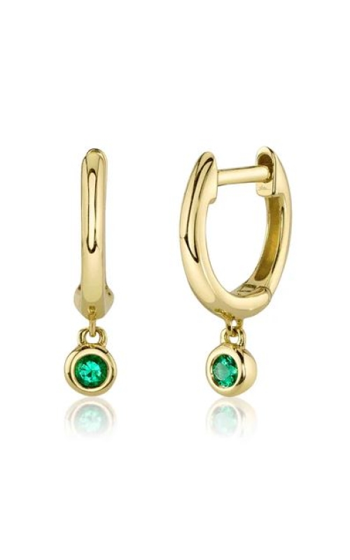 Emerald Bezel Huggie Earrings