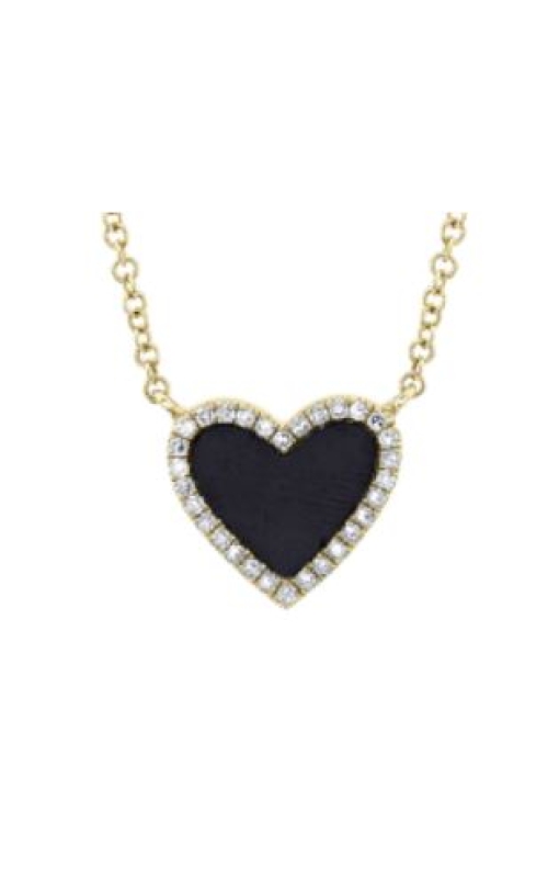Onyx & Diamond Halo Heart Necklace