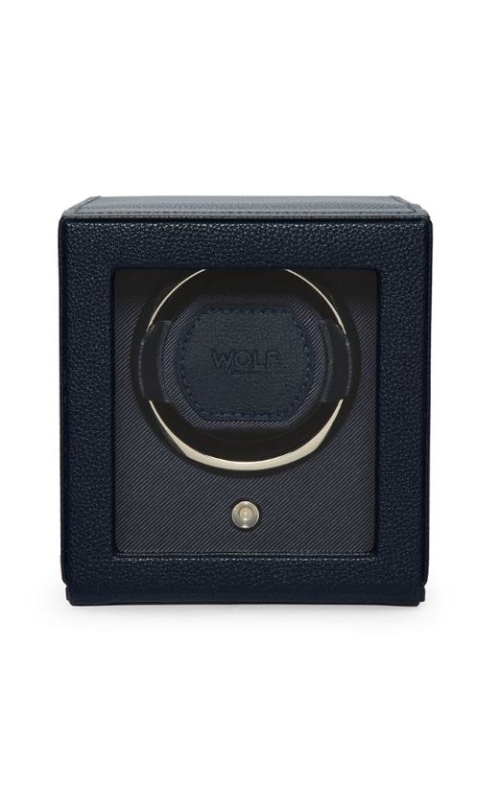 Wolf Cub Single Watch Winder With Cover - Navy