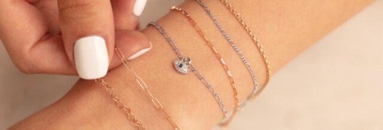 permanent jewelry bracelets on wrist
