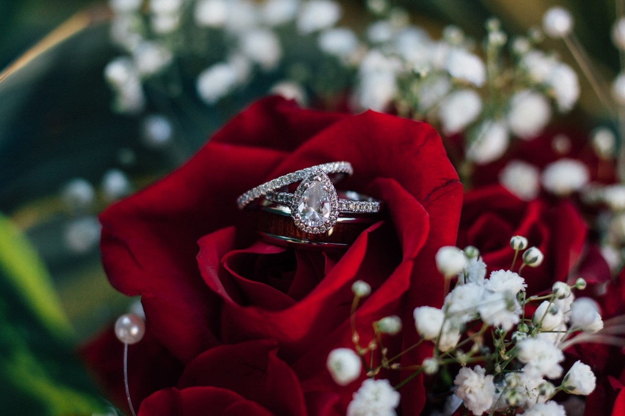 wedding band and halo pear cut enagement ring set wedding band and halo pear cut enagement ring set